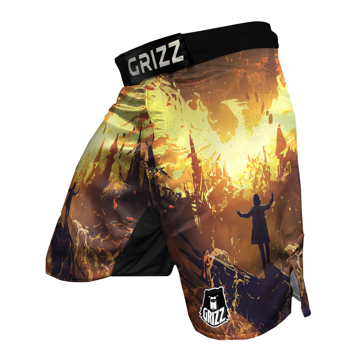 The Man And Phoenix Print MMA Shorts-grizzshop