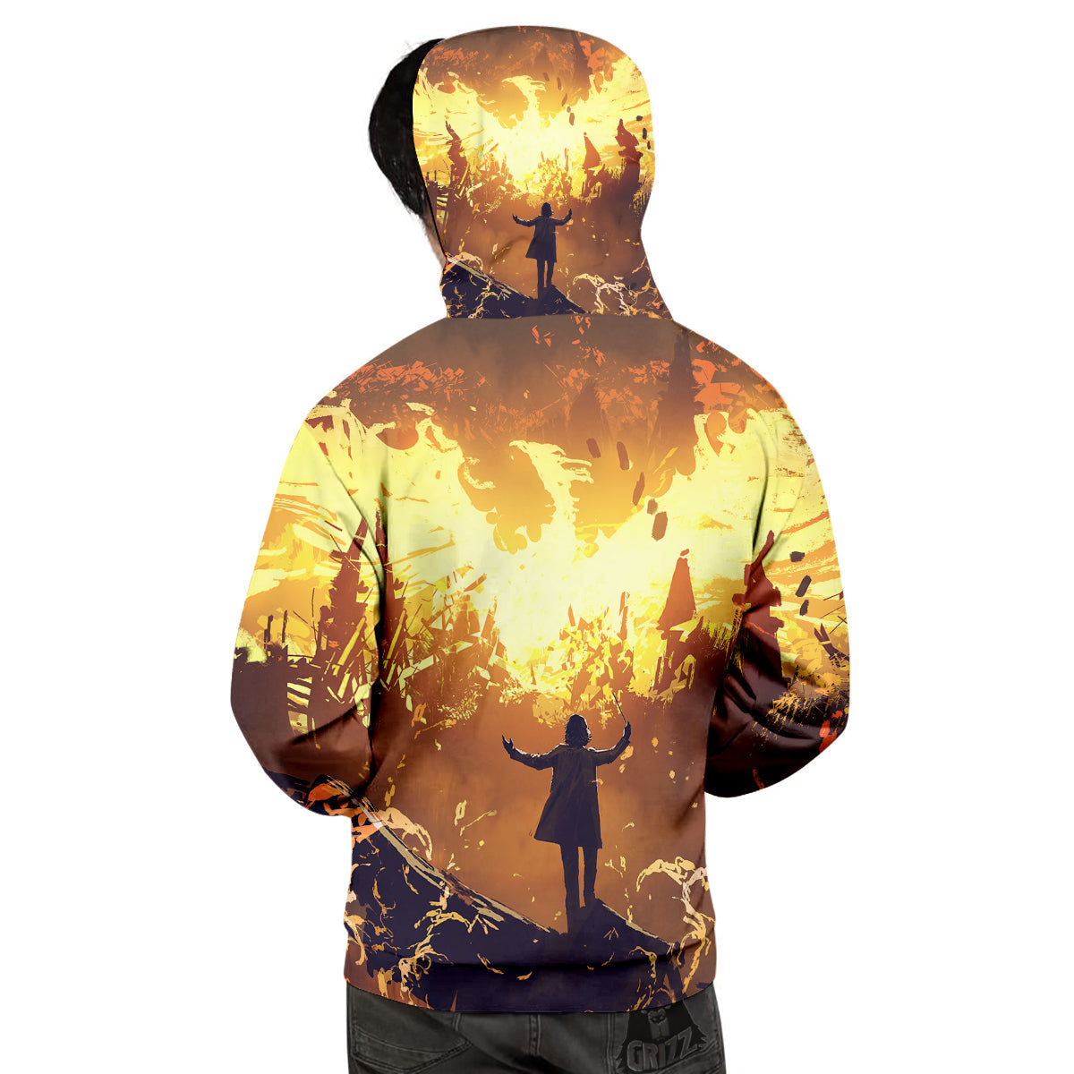 The Man And Phoenix Print Men's Hoodie-grizzshop
