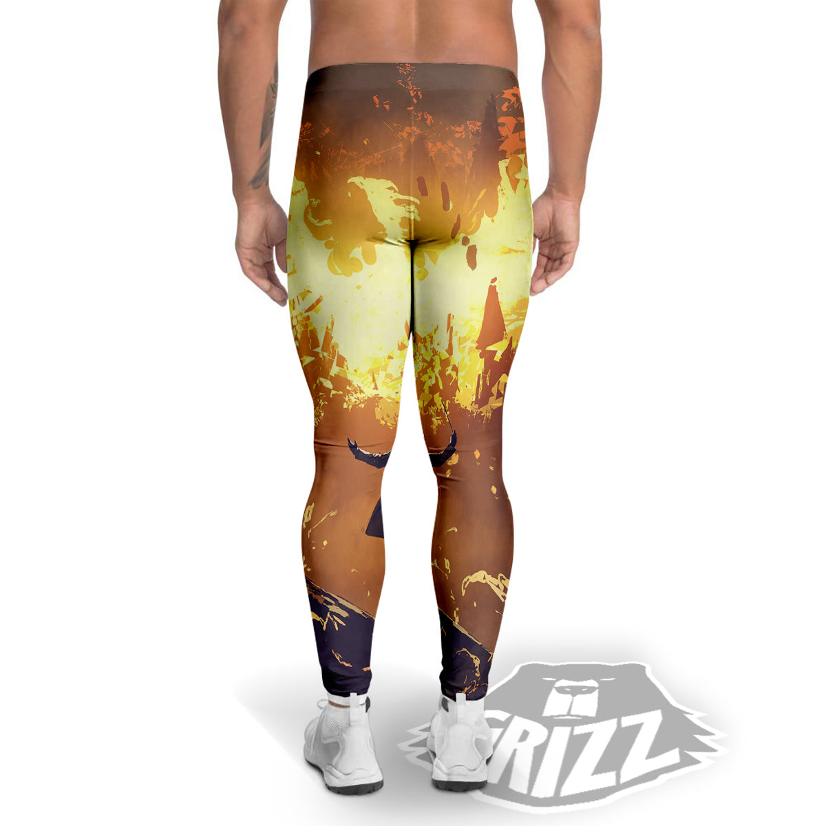 The Man And Phoenix Print Men's Leggings-grizzshop