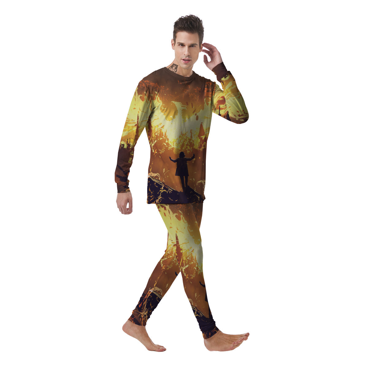 The Man And Phoenix Print Men's Pajamas-grizzshop