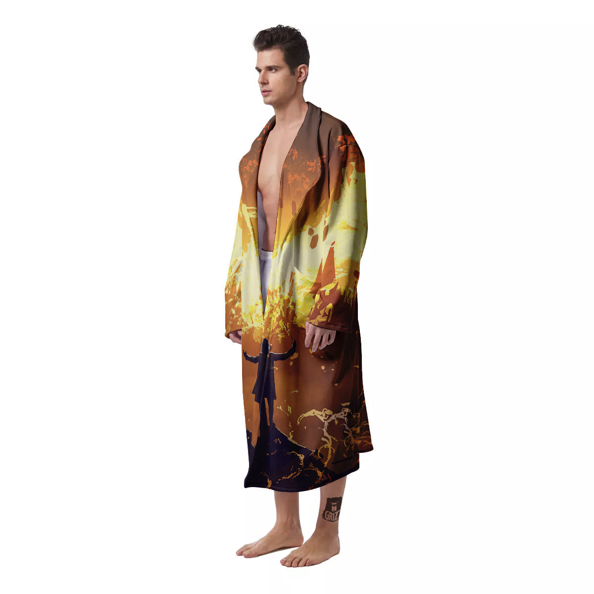 The Man And Phoenix Print Men's Robe-grizzshop