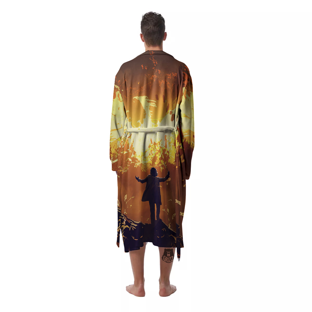The Man And Phoenix Print Men's Robe-grizzshop
