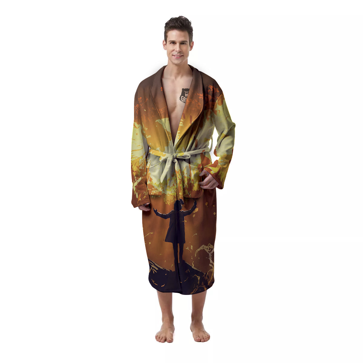 The Man And Phoenix Print Men's Robe-grizzshop