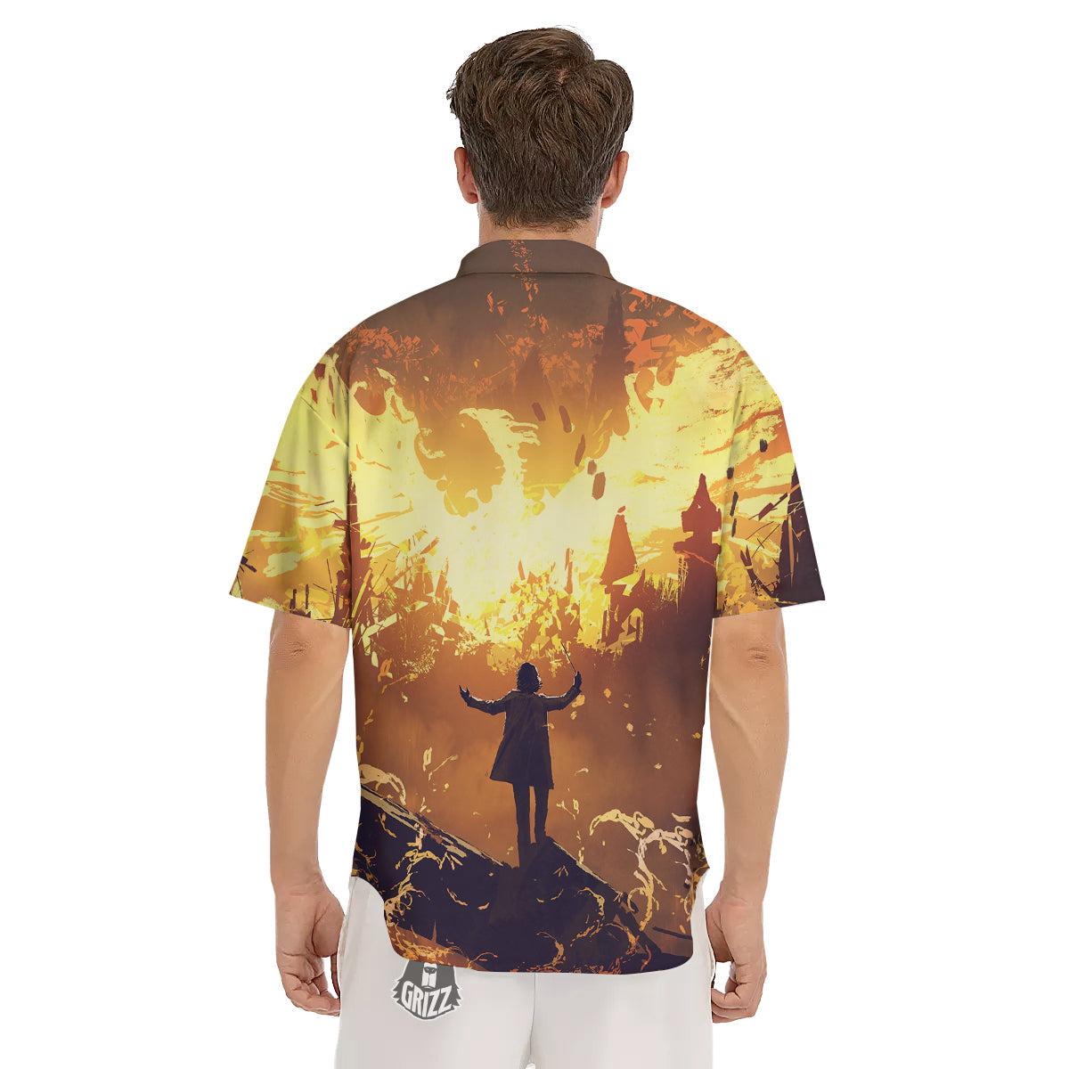 The Man And Phoenix Print Men's Short Sleeve Shirts-grizzshop