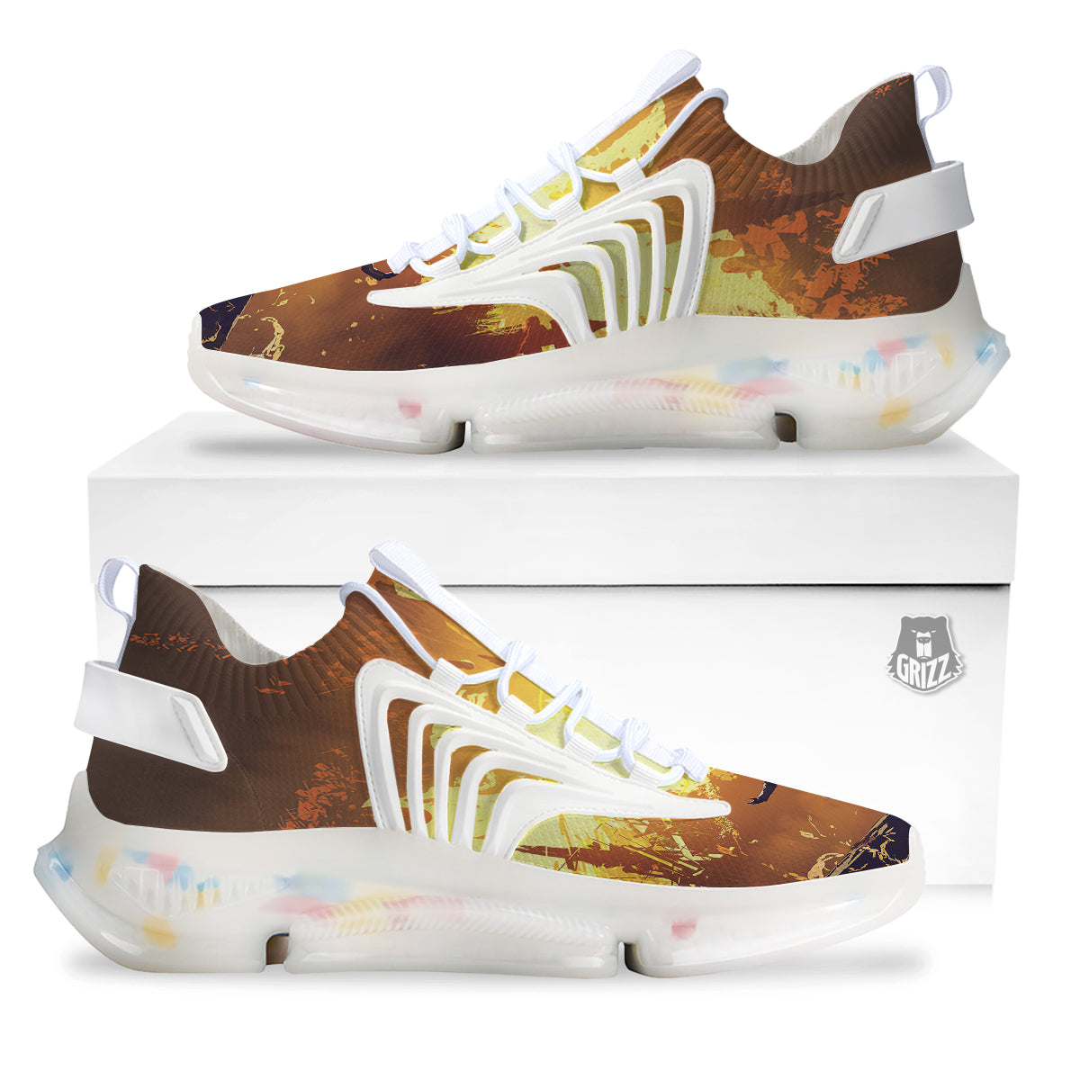 The Man And Phoenix Print White Gym Shoes-grizzshop