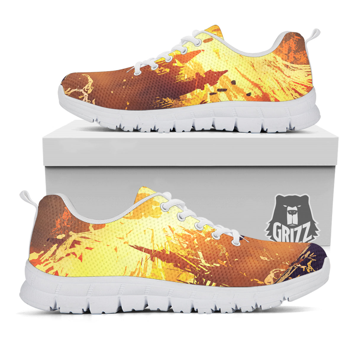 The Man And Phoenix Print White Sneaker-grizzshop