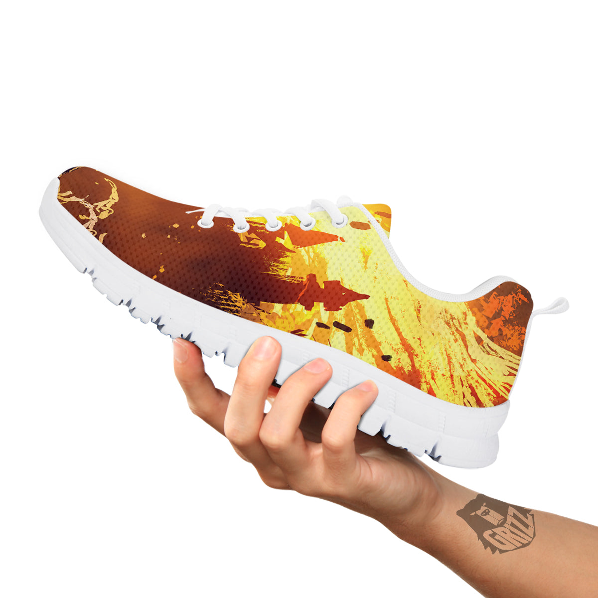 The Man And Phoenix Print White Sneaker-grizzshop