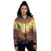 The Man And Phoenix Print Women's Bomber Jacket-grizzshop