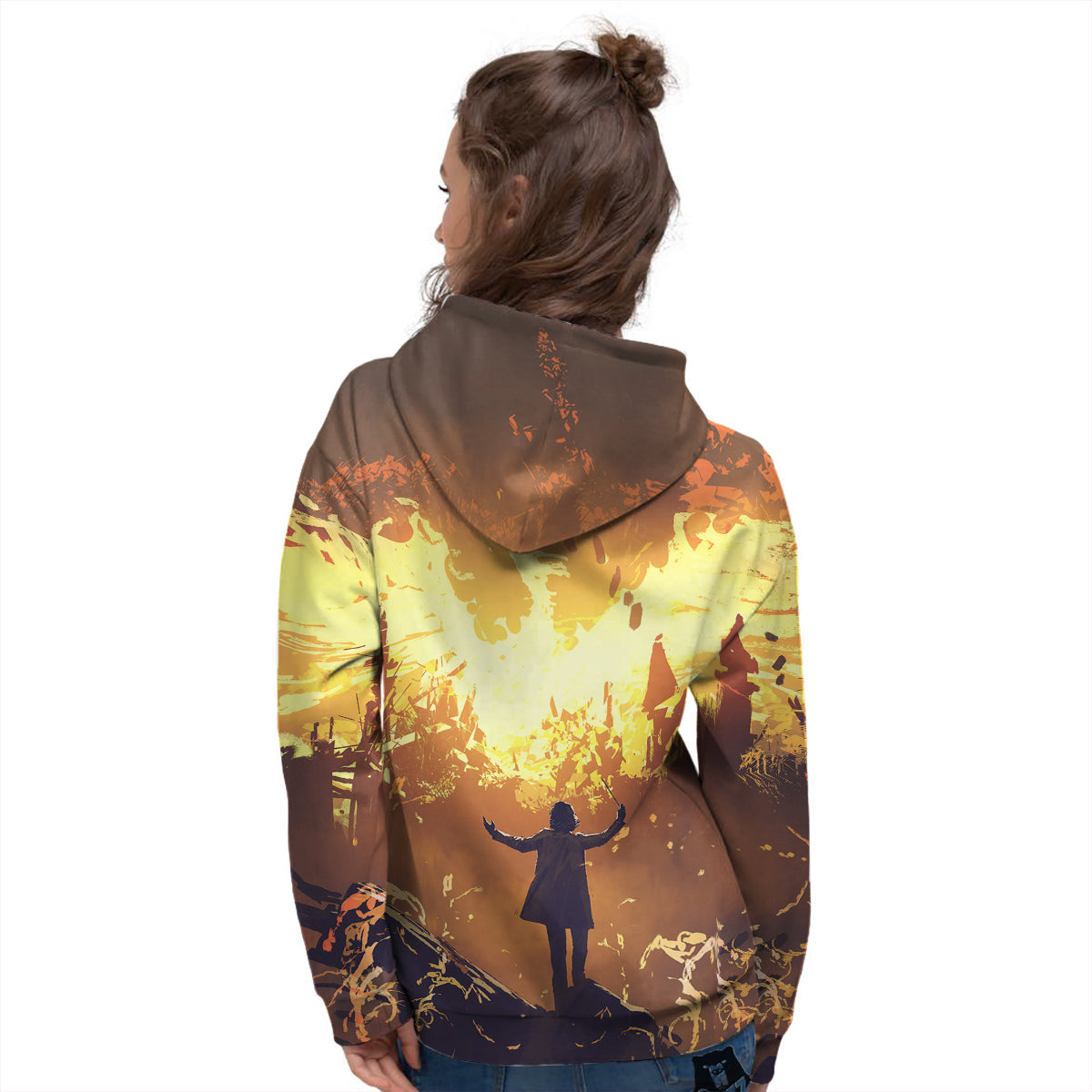 The Man And Phoenix Print Women's Hoodie-grizzshop