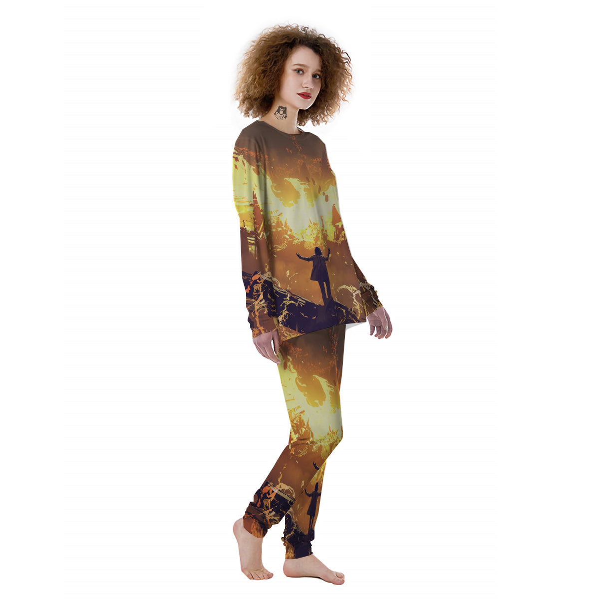 The Man And Phoenix Print Women's Pajamas-grizzshop