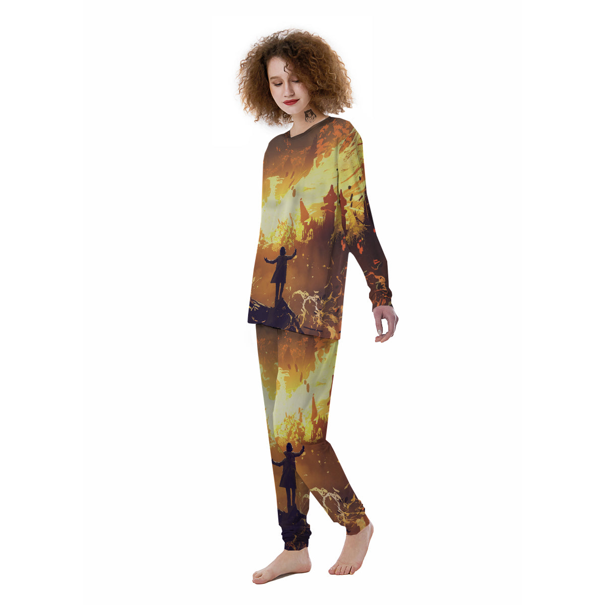 The Man And Phoenix Print Women's Pajamas-grizzshop