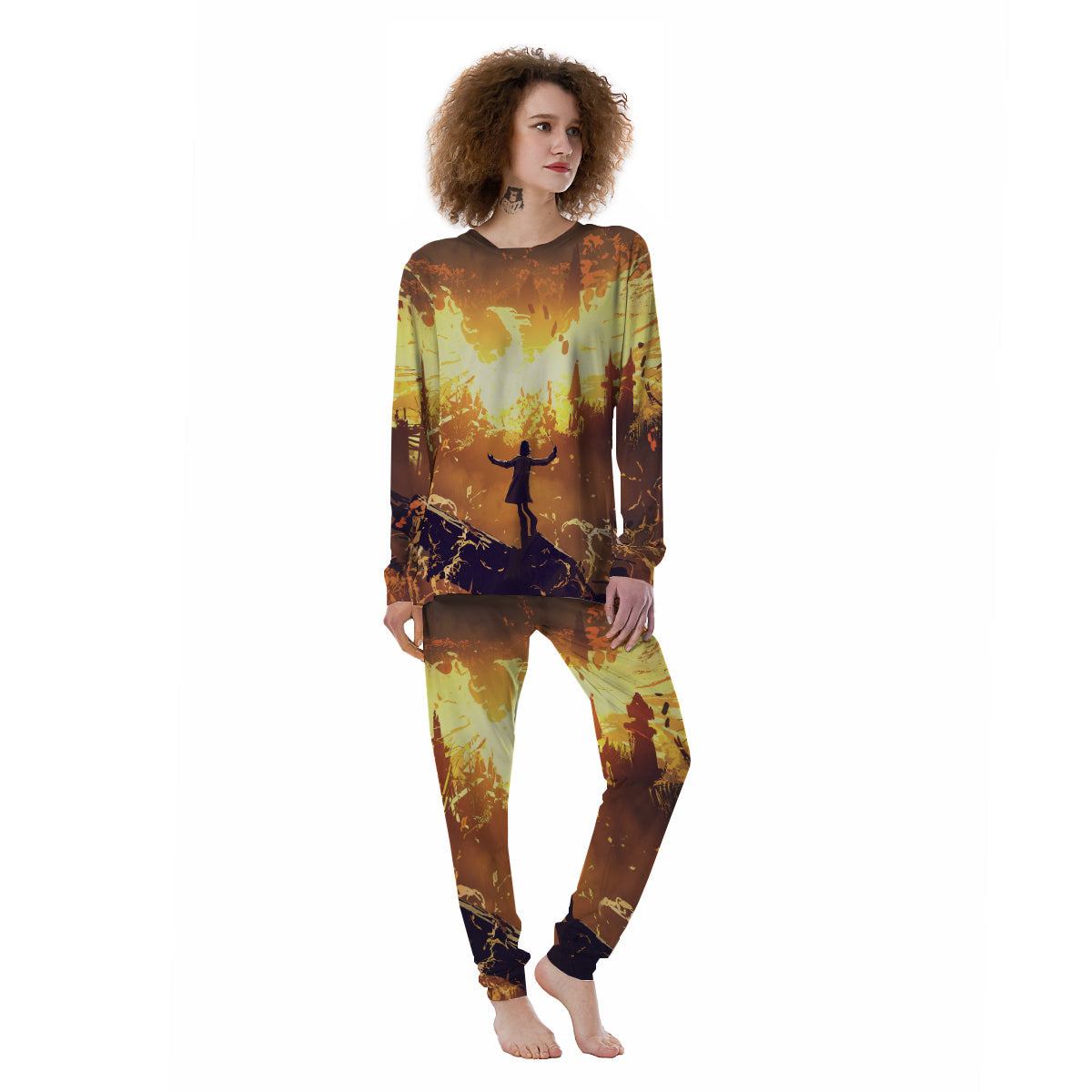 The Man And Phoenix Print Women's Pajamas-grizzshop