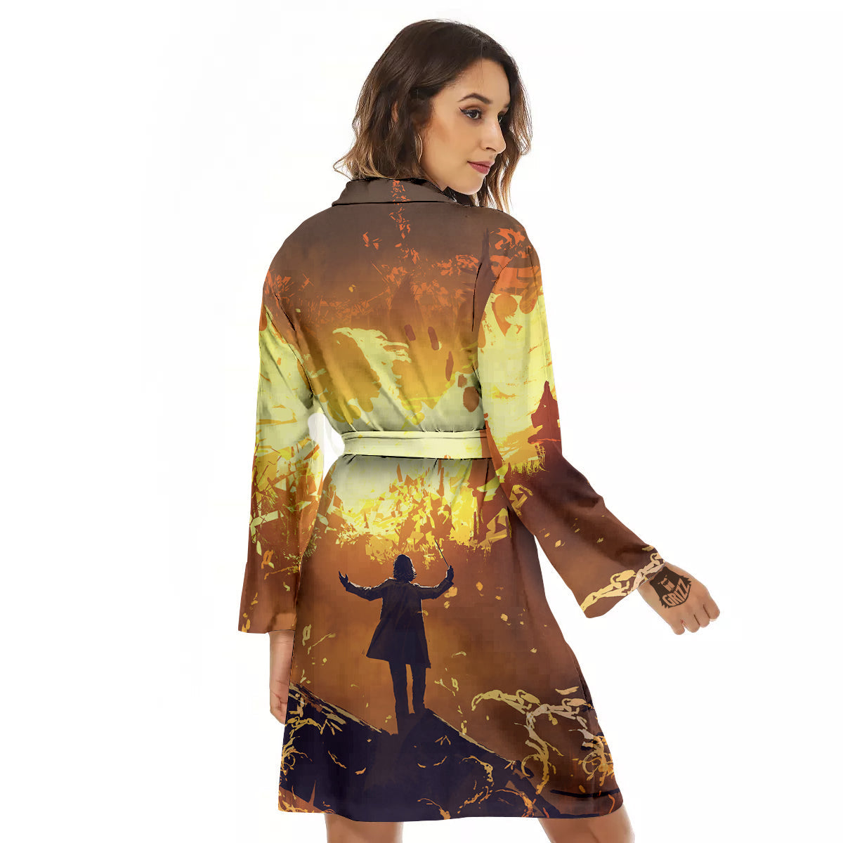 The Man And Phoenix Print Women's Robe-grizzshop