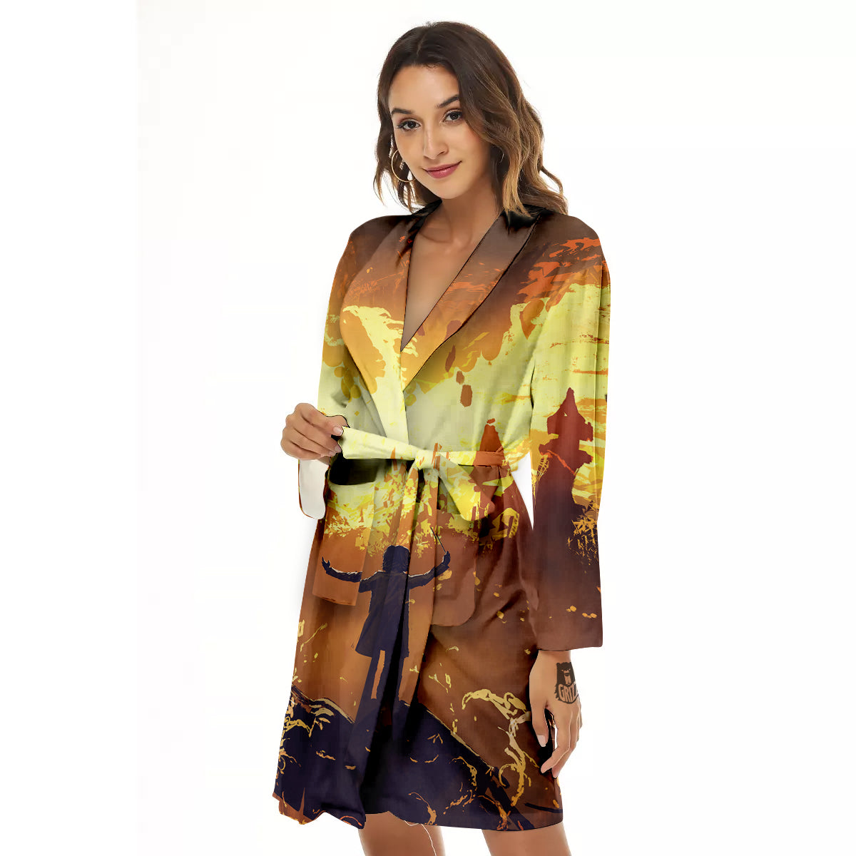 The Man And Phoenix Print Women's Robe-grizzshop