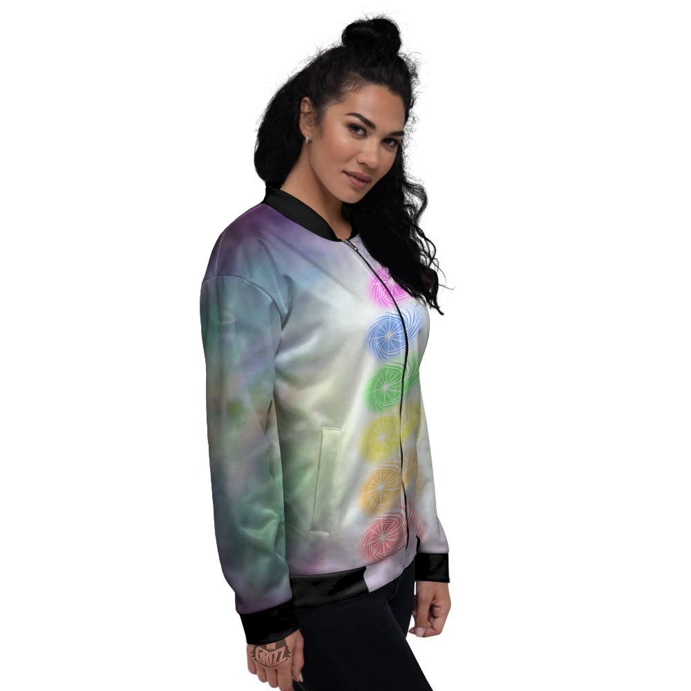 The Seven Chakras And Reiki Print Women's Bomber Jacket-grizzshop