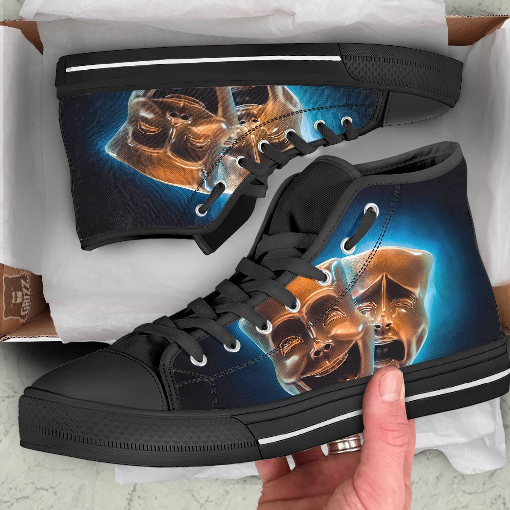 The Theatre Masks Sock And Buskin Black High Top Shoes-grizzshop