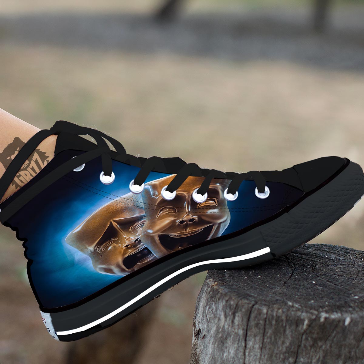The Theatre Masks Sock And Buskin Black High Top Shoes-grizzshop