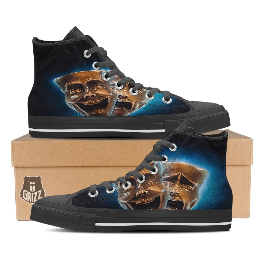 The Theatre Masks Sock And Buskin Black High Top Shoes-grizzshop