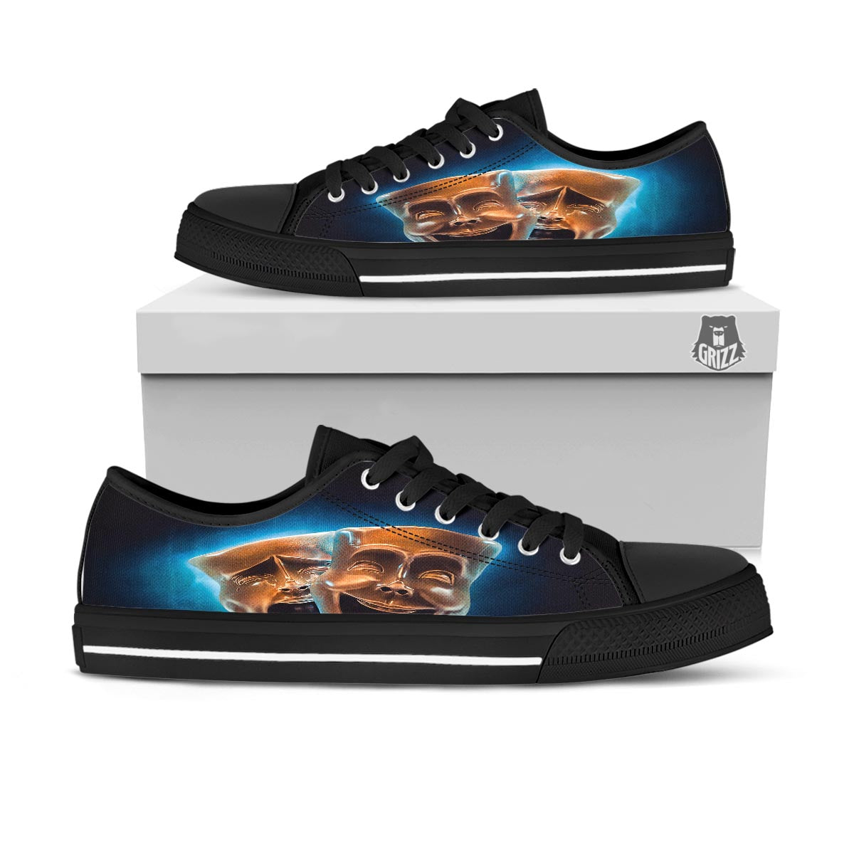 The Theatre Masks Sock And Buskin Black Low Top Shoes-grizzshop