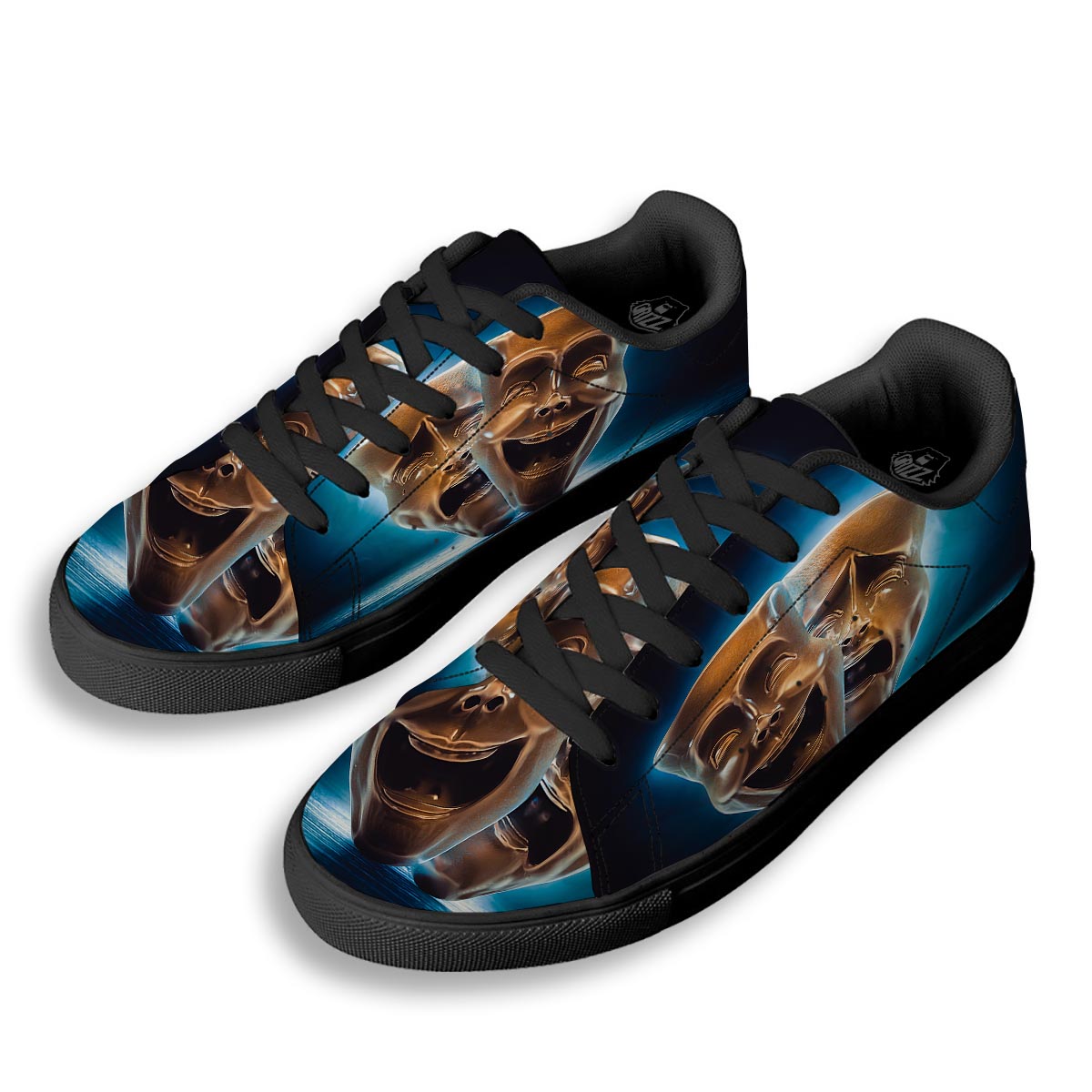 The Theatre Masks Sock And Buskin Black Low Top Sneakers-grizzshop