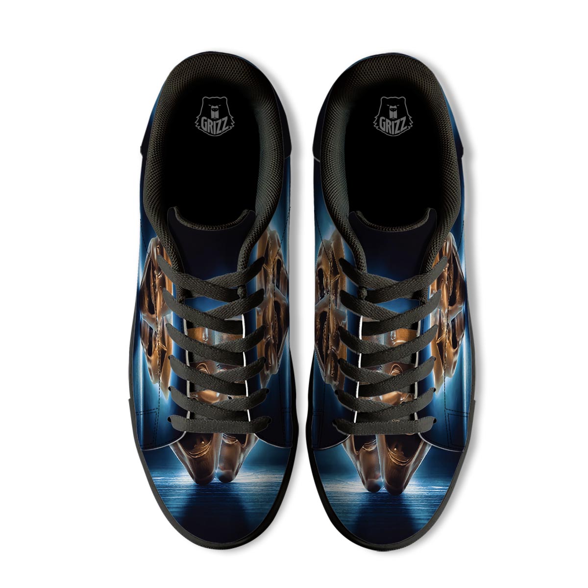The Theatre Masks Sock And Buskin Black Low Top Sneakers-grizzshop