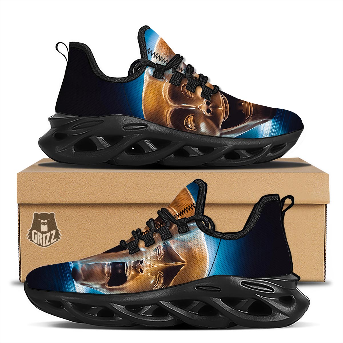 The Theatre Masks Sock And Buskin Black Running Shoes-grizzshop