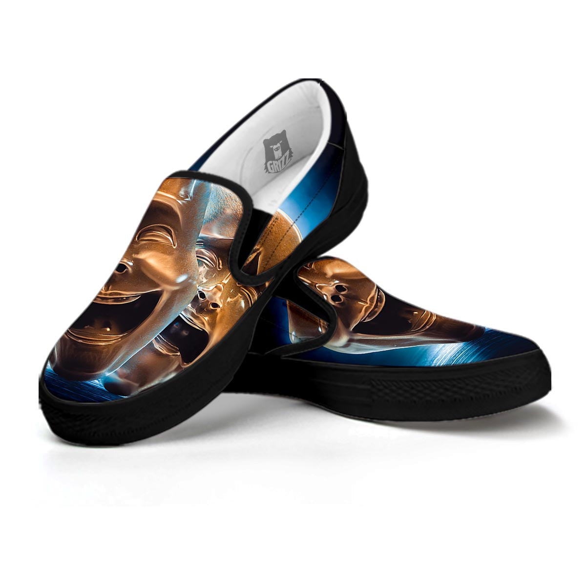 The Theatre Masks Sock And Buskin Black Slip On Shoes-grizzshop