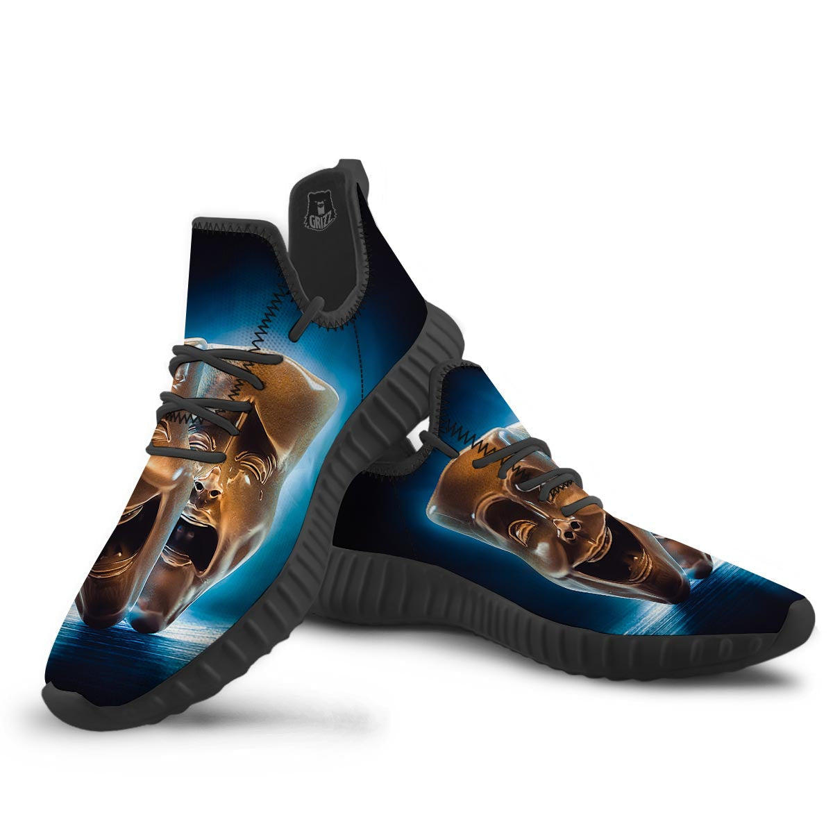 The Theatre Masks Sock And Buskin Black Walking Shoes-grizzshop