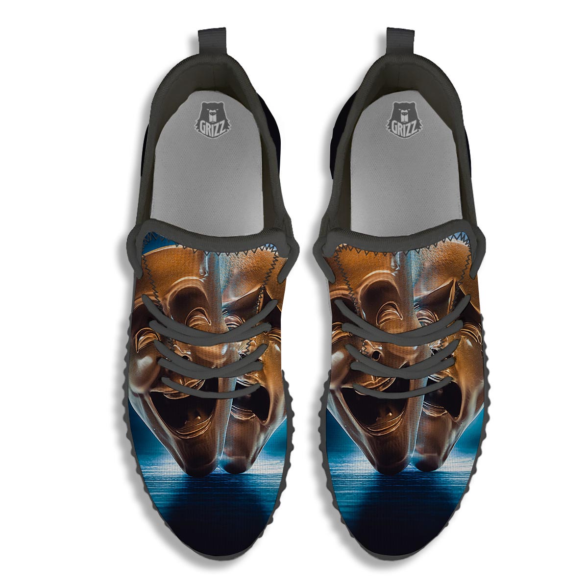 The Theatre Masks Sock And Buskin Black Walking Shoes-grizzshop