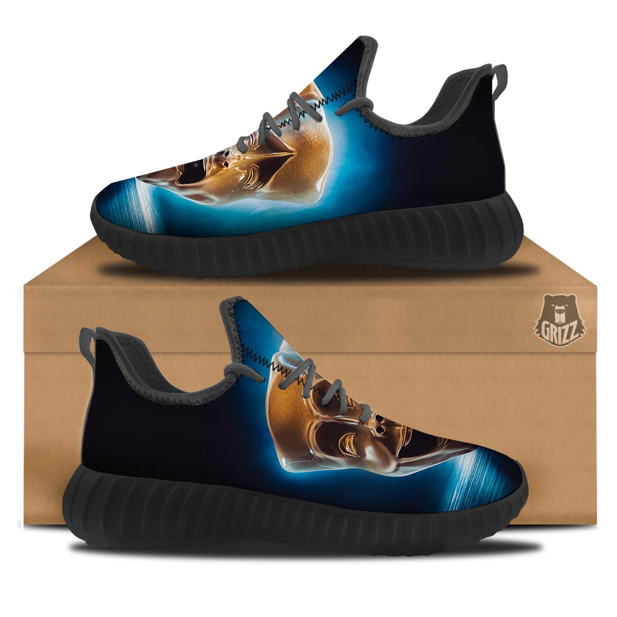The Theatre Masks Sock And Buskin Black Walking Shoes-grizzshop
