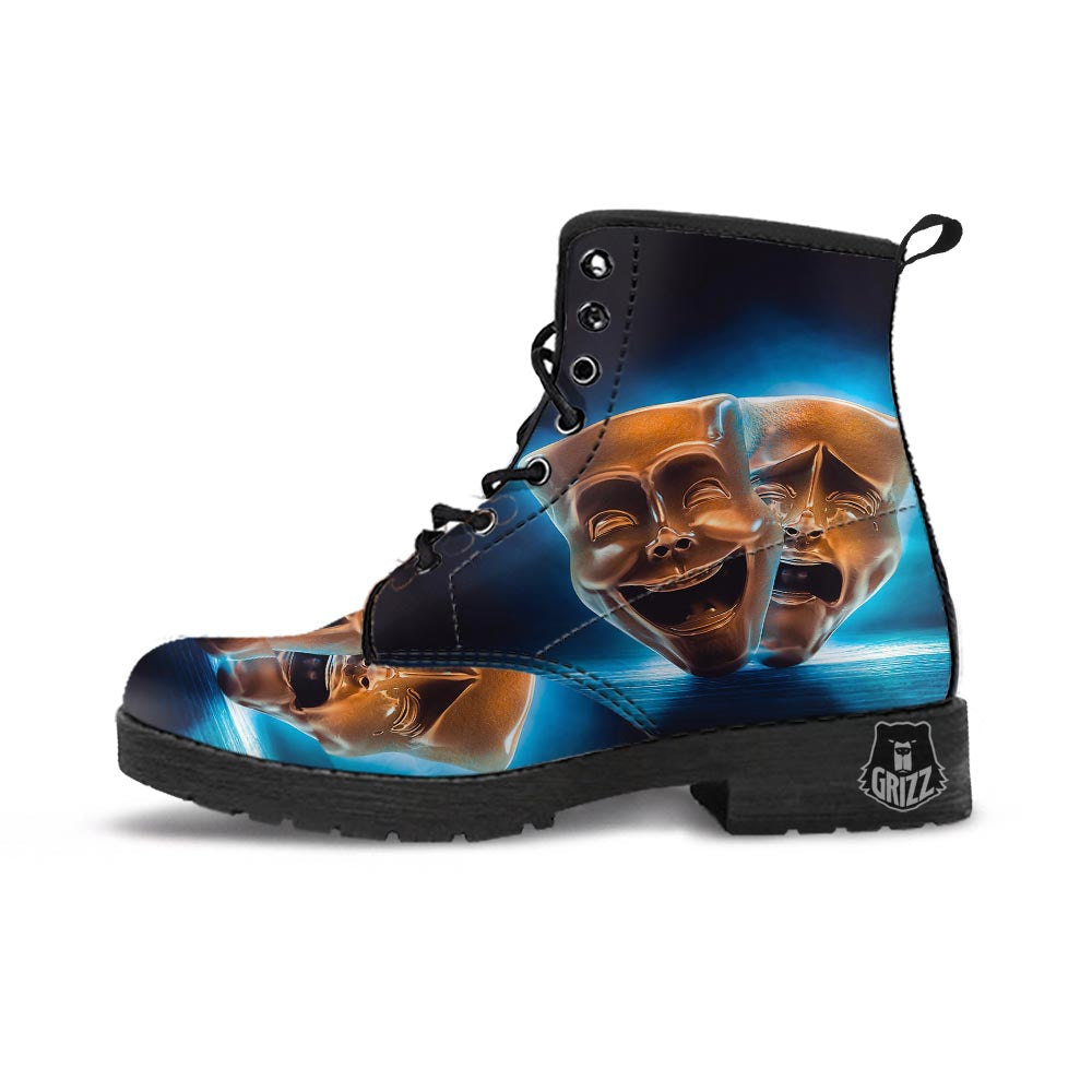 The Theatre Masks Sock And Buskin Leather Boots-grizzshop