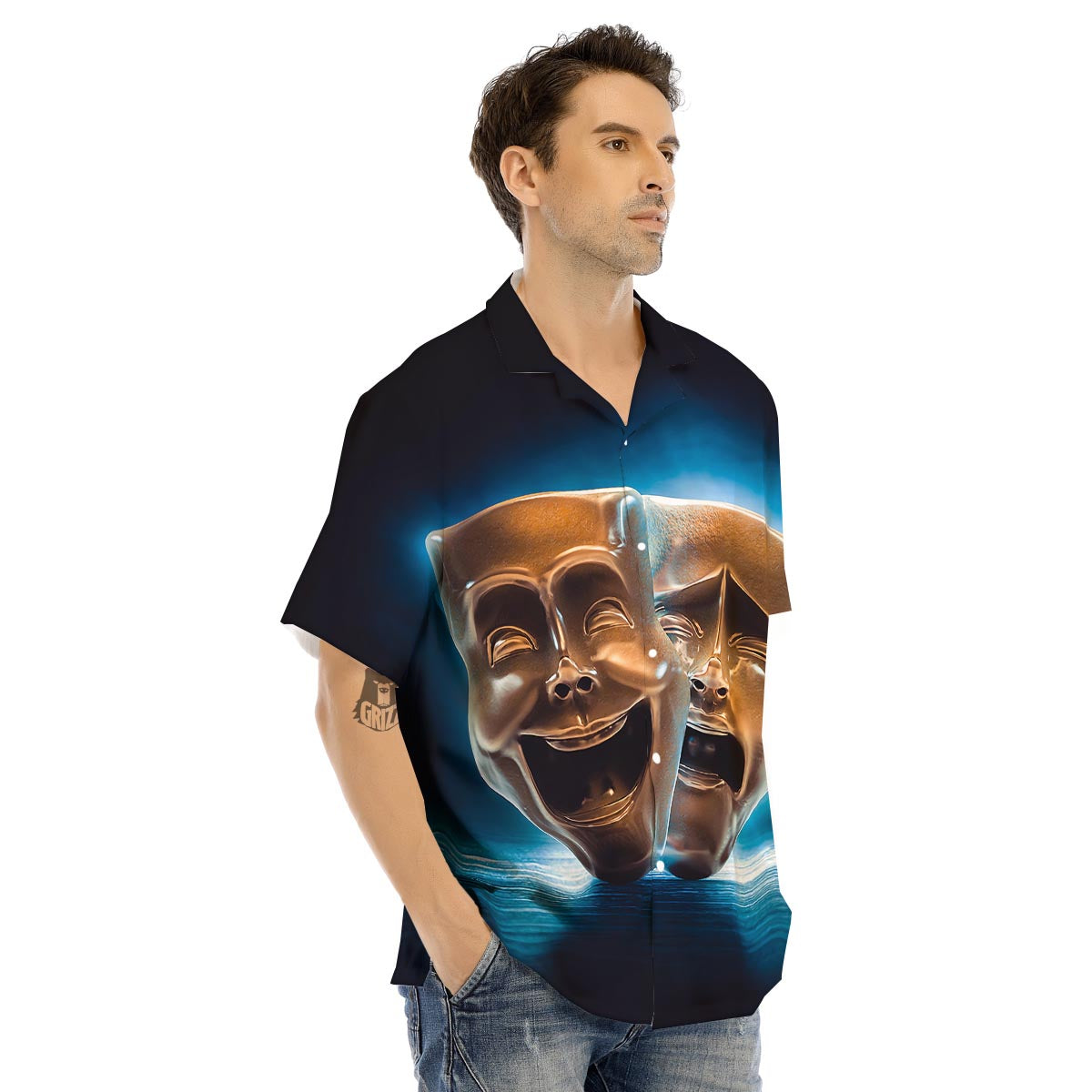 The Theatre Masks Sock And Buskin Men's Hawaiian Shirt-grizzshop
