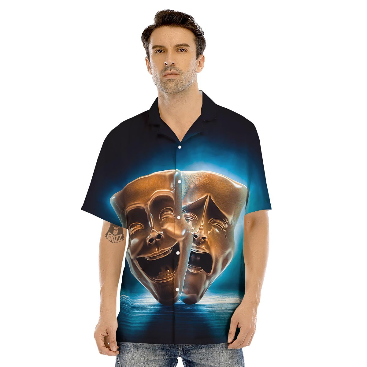 The Theatre Masks Sock And Buskin Men's Hawaiian Shirt-grizzshop