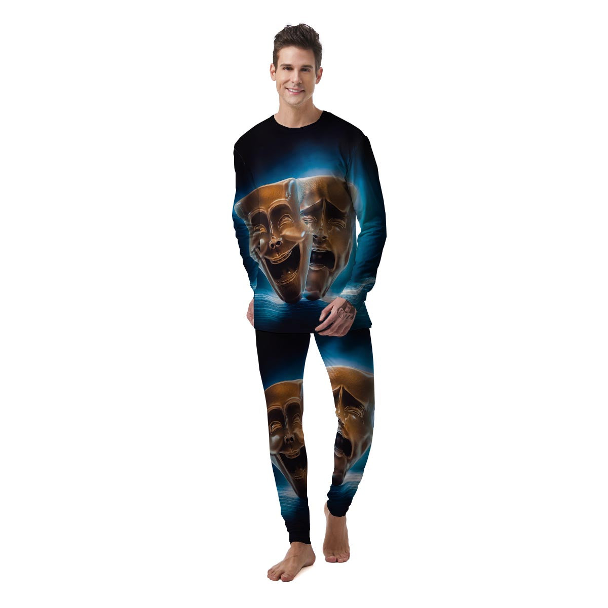 The Theatre Masks Sock And Buskin Men's Pajamas-grizzshop