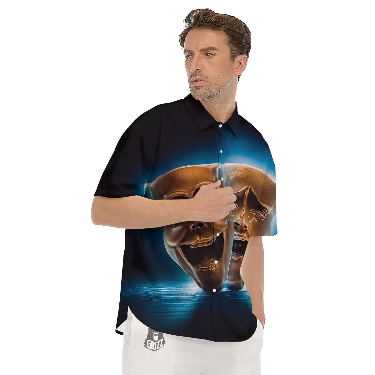 The Theatre Masks Sock And Buskin Men's Short Sleeve Shirts-grizzshop