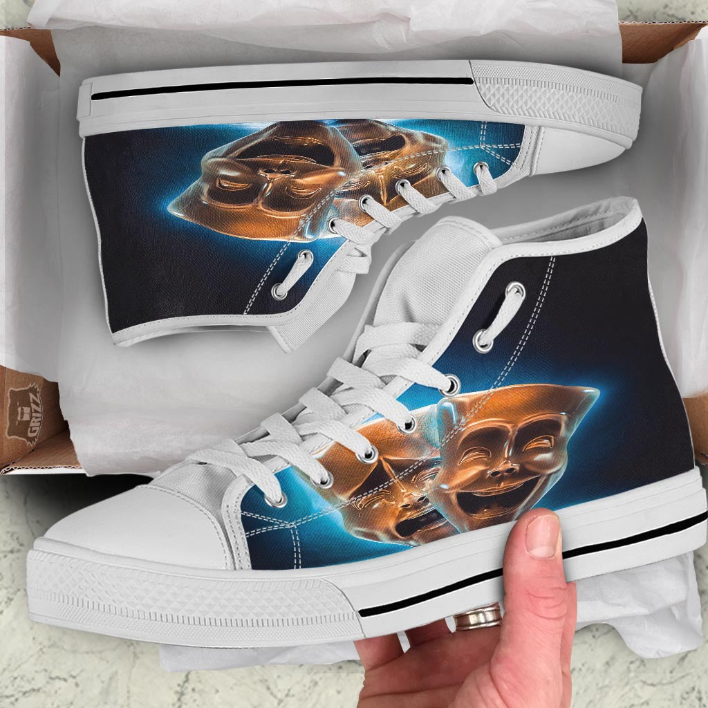 The Theatre Masks Sock And Buskin White High Top Shoes-grizzshop