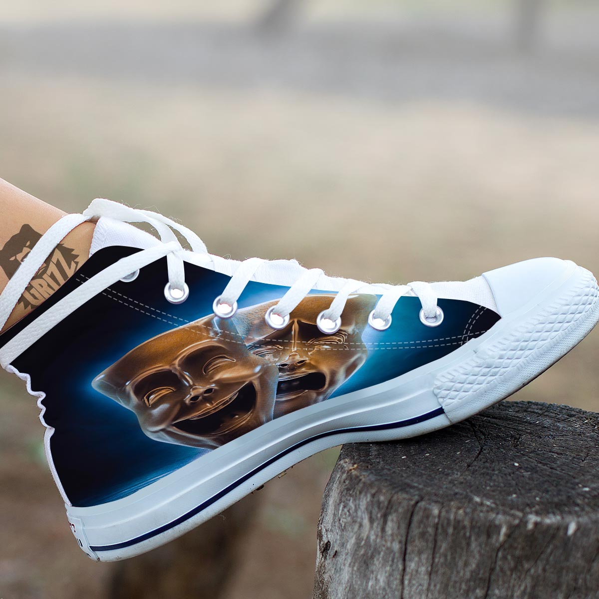 The Theatre Masks Sock And Buskin White High Top Shoes-grizzshop