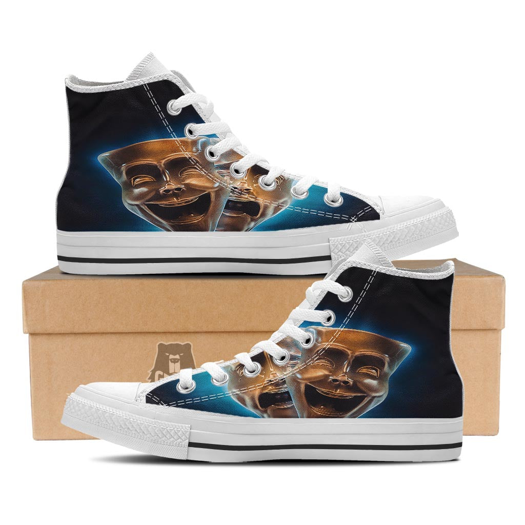 The Theatre Masks Sock And Buskin White High Top Shoes-grizzshop