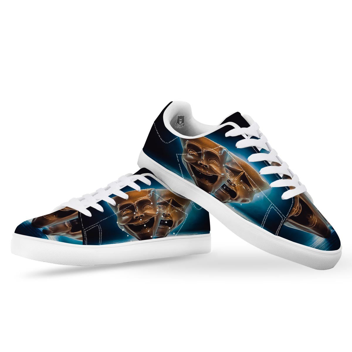 The Theatre Masks Sock And Buskin White Low Top Sneakers-grizzshop