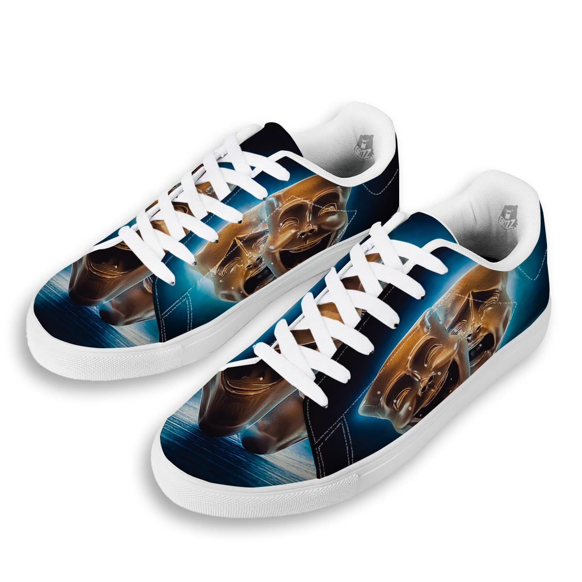 The Theatre Masks Sock And Buskin White Low Top Sneakers-grizzshop