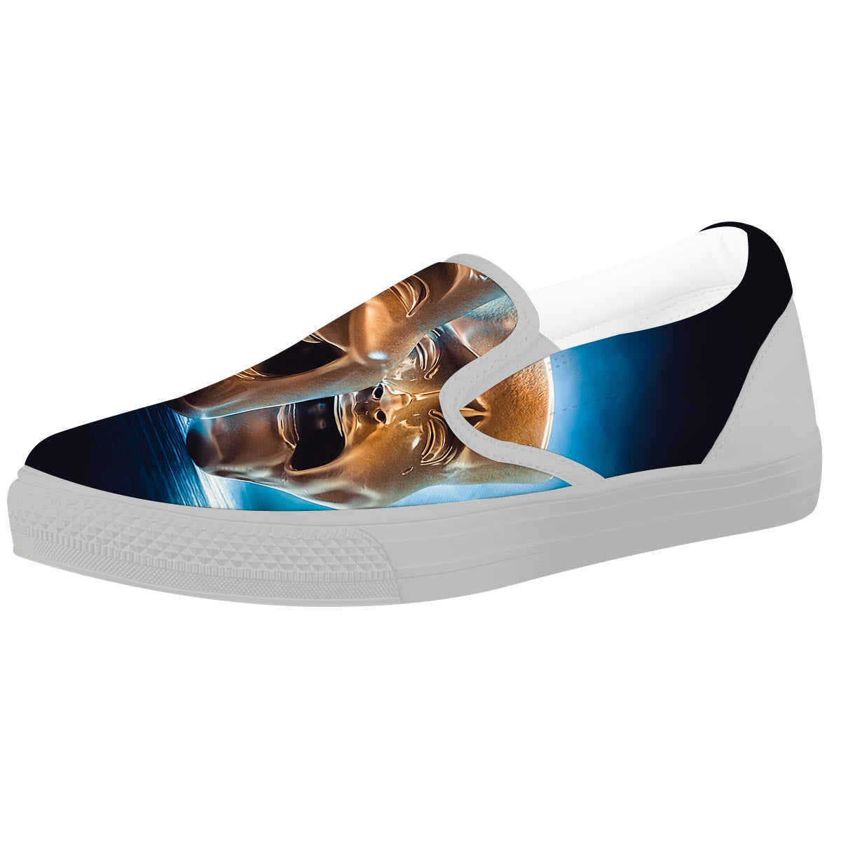 The Theatre Masks Sock And Buskin White Slip On Shoes-grizzshop