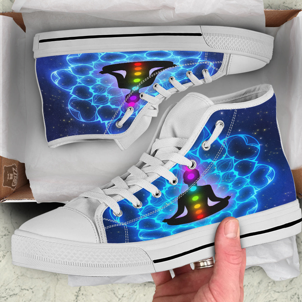 The Universe Chakras Print White High Top Shoes-grizzshop