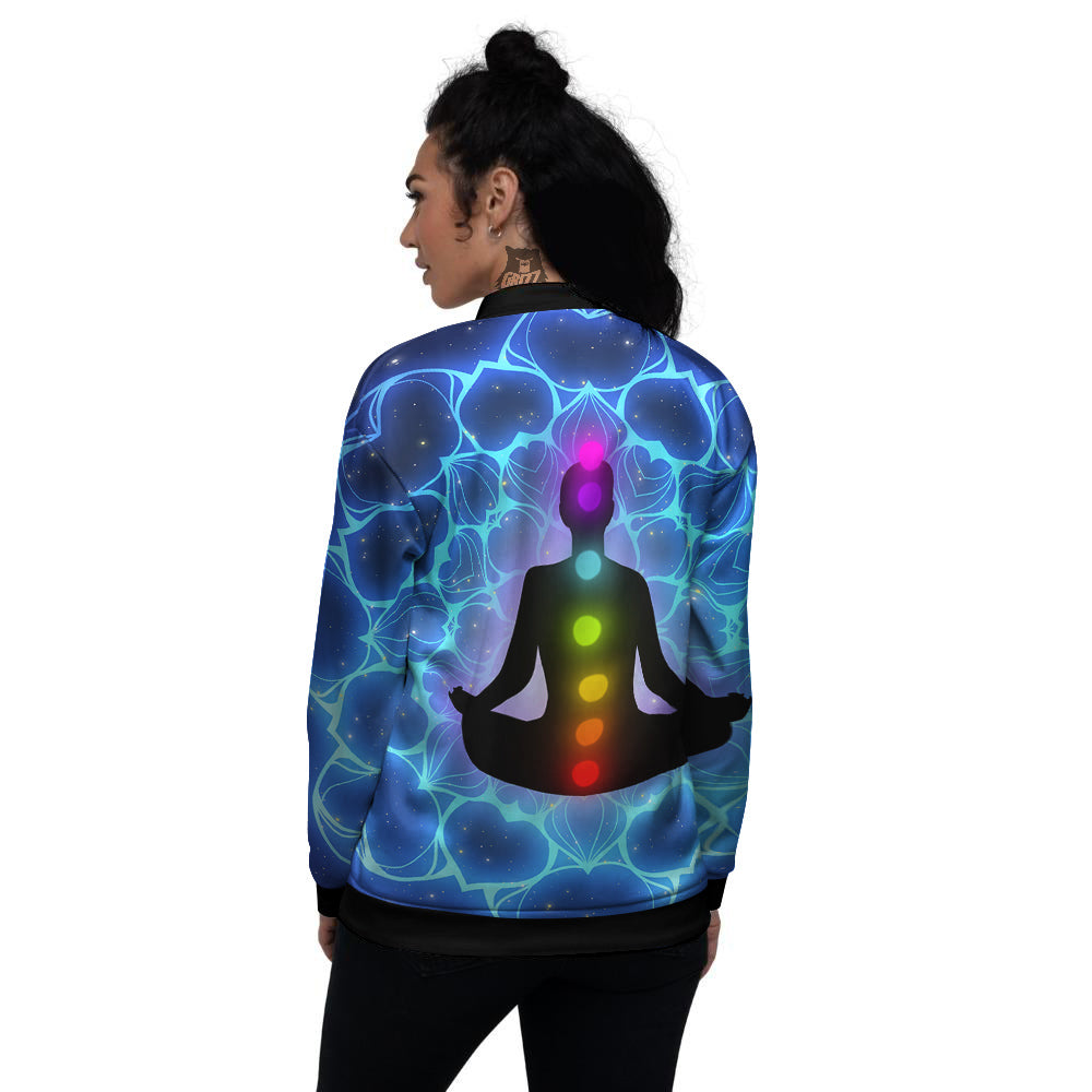 The Universe Chakras Print Women's Bomber Jacket-grizzshop