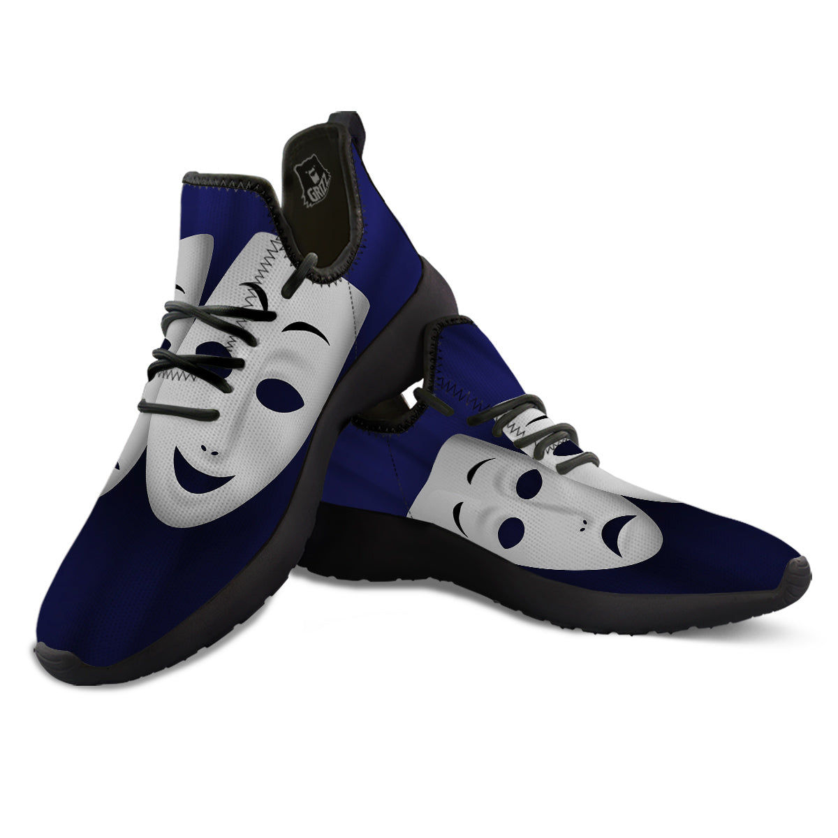 Theater Masks Tragedy And Comedy Print Black Athletic Shoes-grizzshop