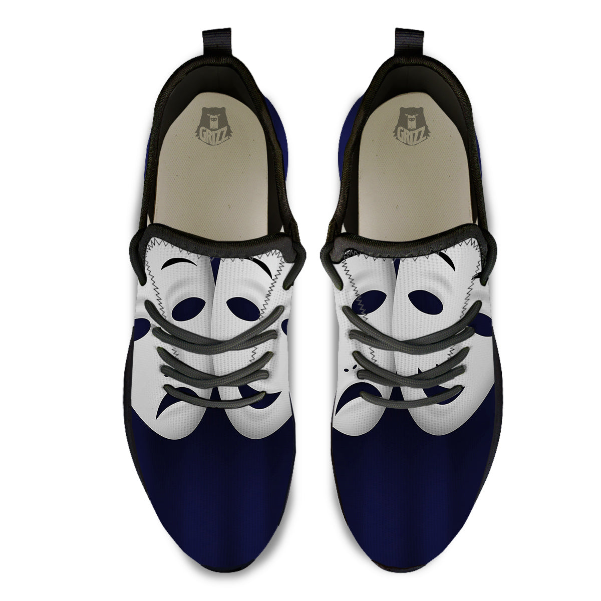 Theater Masks Tragedy And Comedy Print Black Athletic Shoes-grizzshop