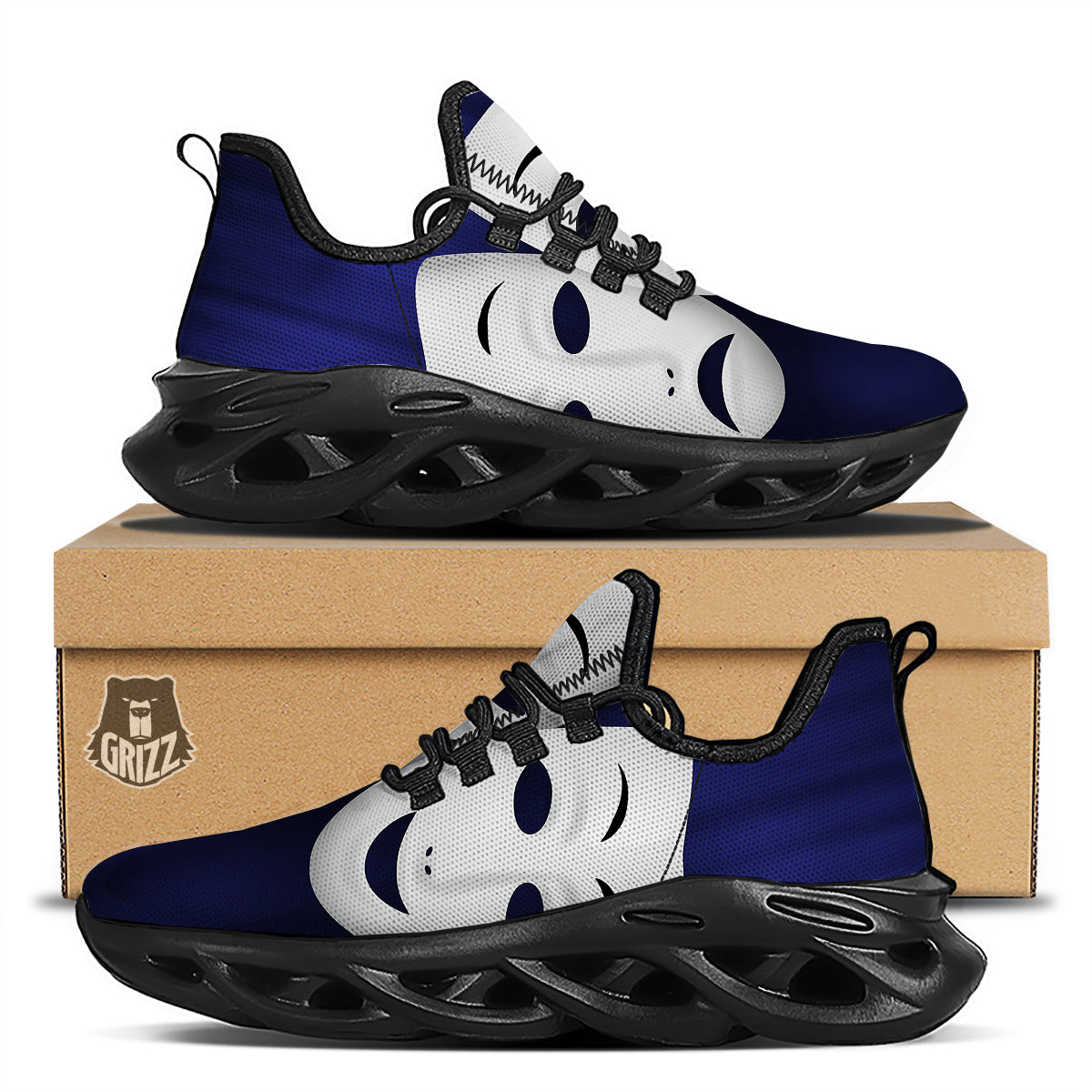 Theater Masks Tragedy And Comedy Print Black Running Shoes-grizzshop