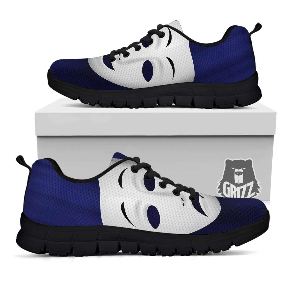 Theater Masks Tragedy And Comedy Print Black Sneaker-grizzshop