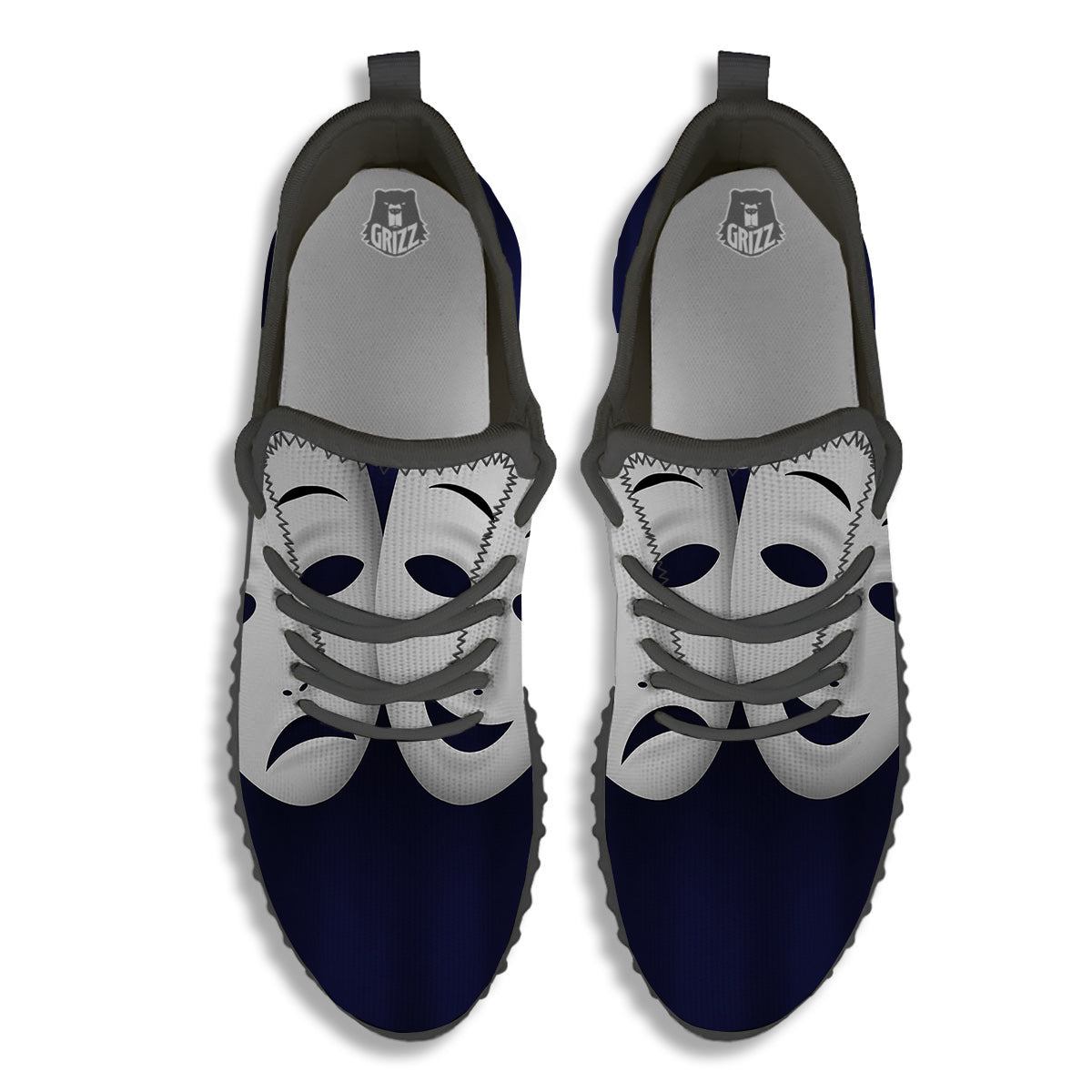 Theater Masks Tragedy And Comedy Print Black Walking Shoes-grizzshop