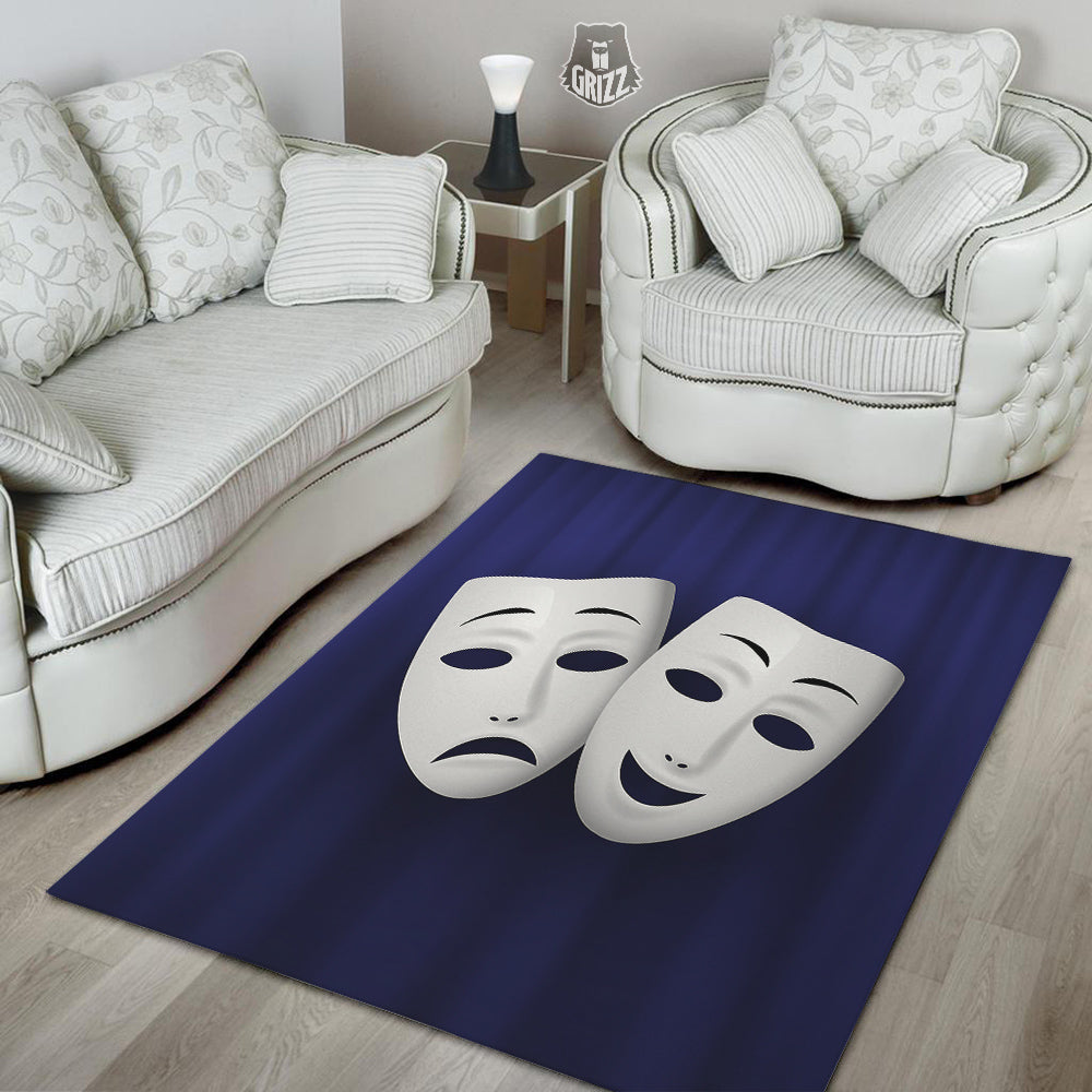 Theater Masks Tragedy And Comedy Print Floor Mat-grizzshop
