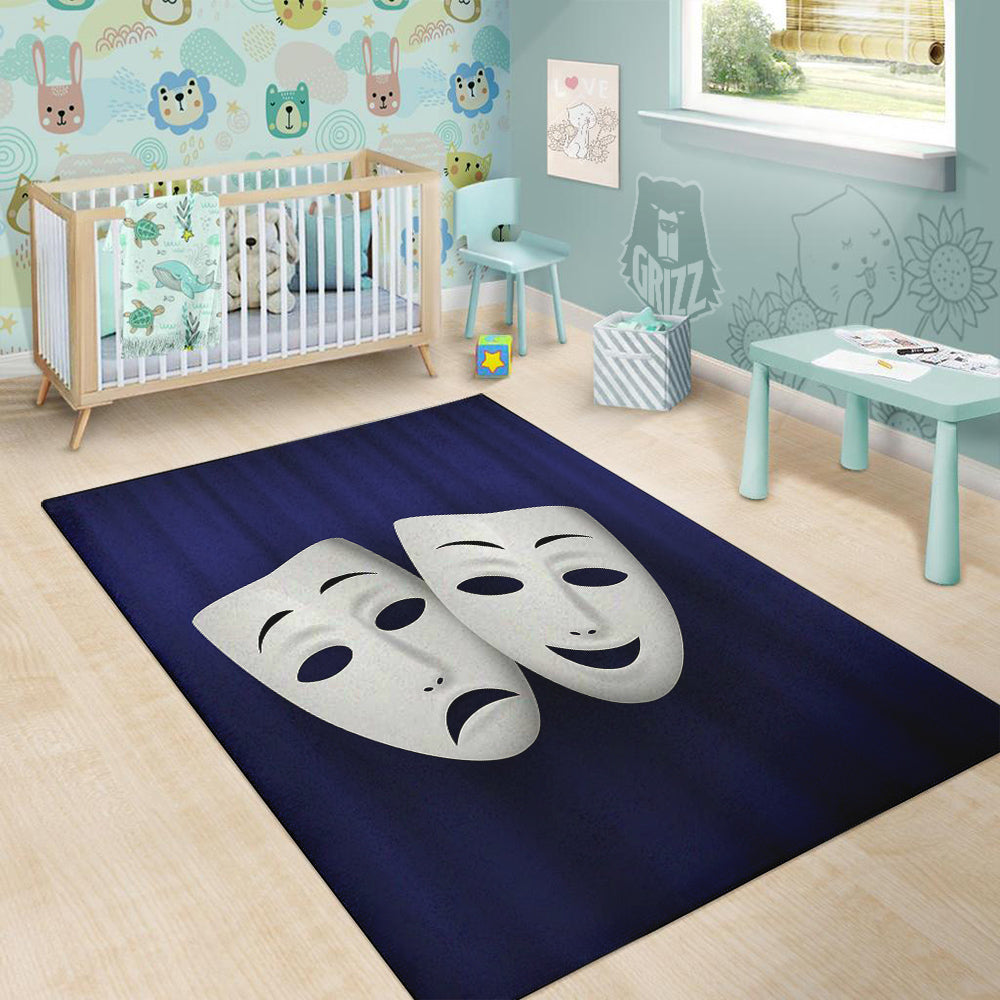 Theater Masks Tragedy And Comedy Print Floor Mat-grizzshop